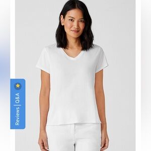 Eileen Fisher NWOT Black Organic Pima Cotton
Jersey V-Neck Tee Shirt